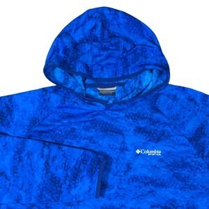 Columbia PFG Super Terminal Fleece Hoodie Men's Large Blue Camo NEW‎
